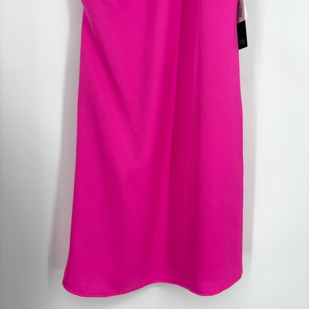 NWT Nicole Miller Hot Pink One Shoulder Bow Mini Dress Sz‎ 2 Cocktail Prom Hoco - Picture 4 of 12